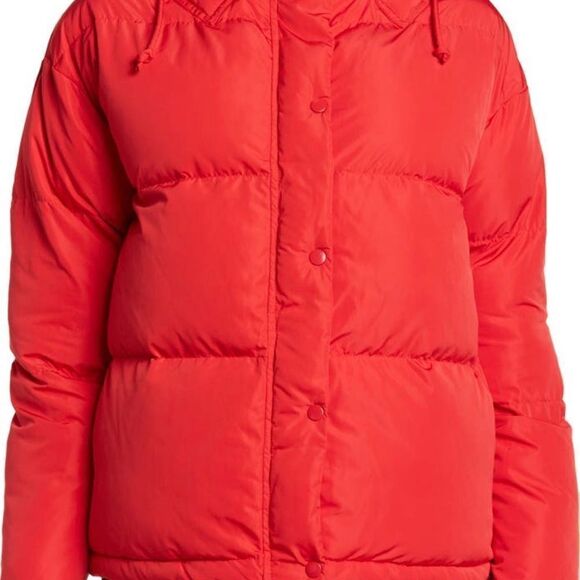Rebecca Minkoff Zayne Puffer Jacket Color Red Hooded Size L - Picture 3 of 11